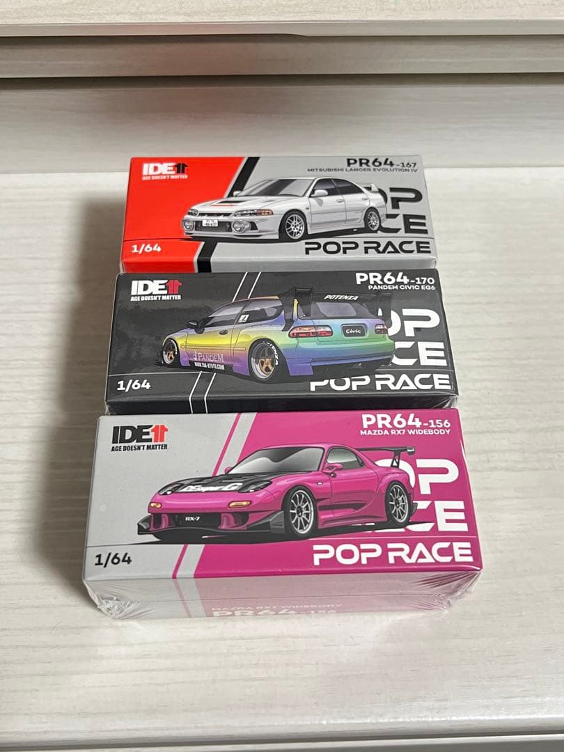 IDE限定 POPRACE ポップレース イベント3台セット ミニカー 1/64