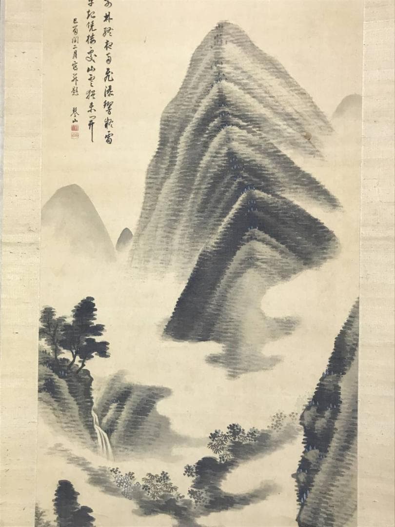 太田琴山/山水画賛/山水図/掛軸/名家伝来/AD-265 美術品・アンティーク