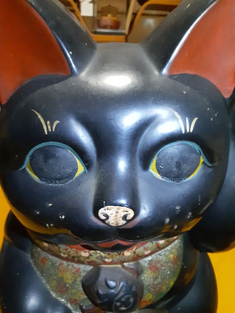 セール‼️骨董、黒招き猫 人招き、福招き 鈴ではなく打出の小槌