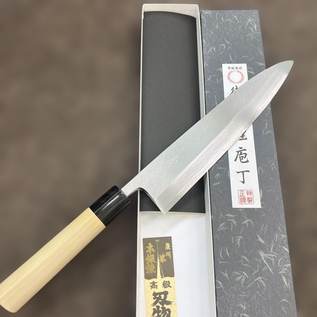 ★新品★郷右馬允義弘白二鋼身卸包丁240mmマチ磨き裏押し加工化粧箱上作 imgrc0073604230.jpg