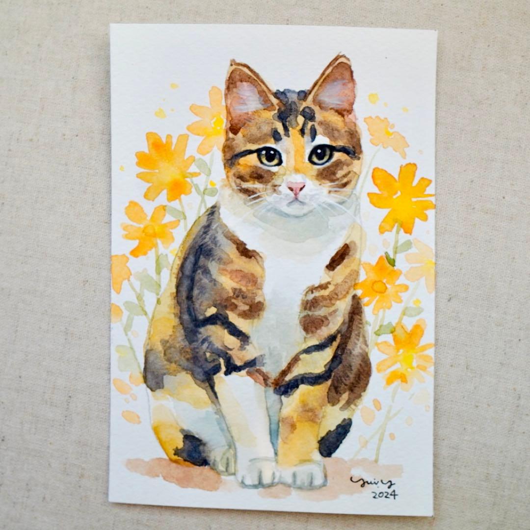 猫の絵 240 水彩画 原画 - メルカリ