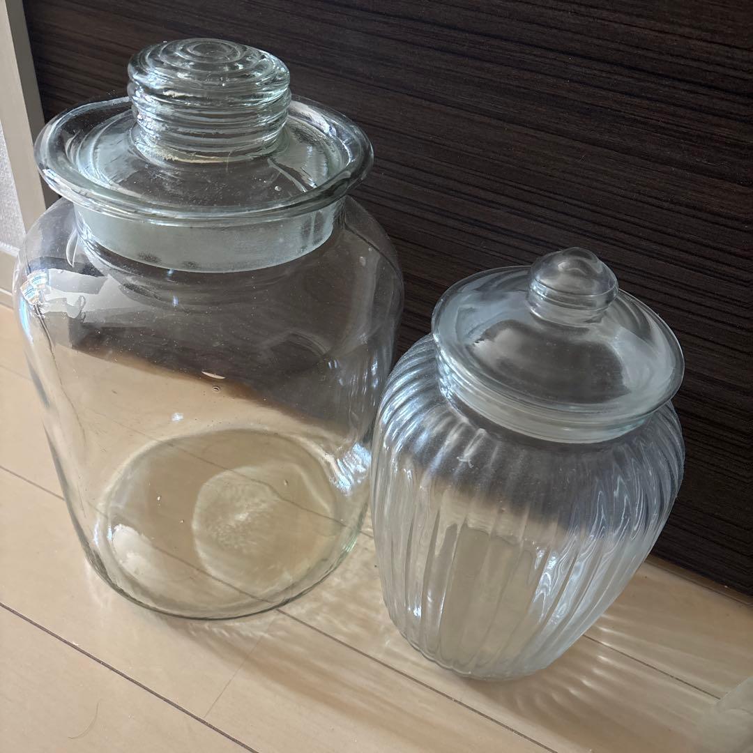 レトロなガラス瓶　　2点　送料込 楽天市場】レトロ 貯蔵びん 1L | レトロガラス コンテナー 保存容器
