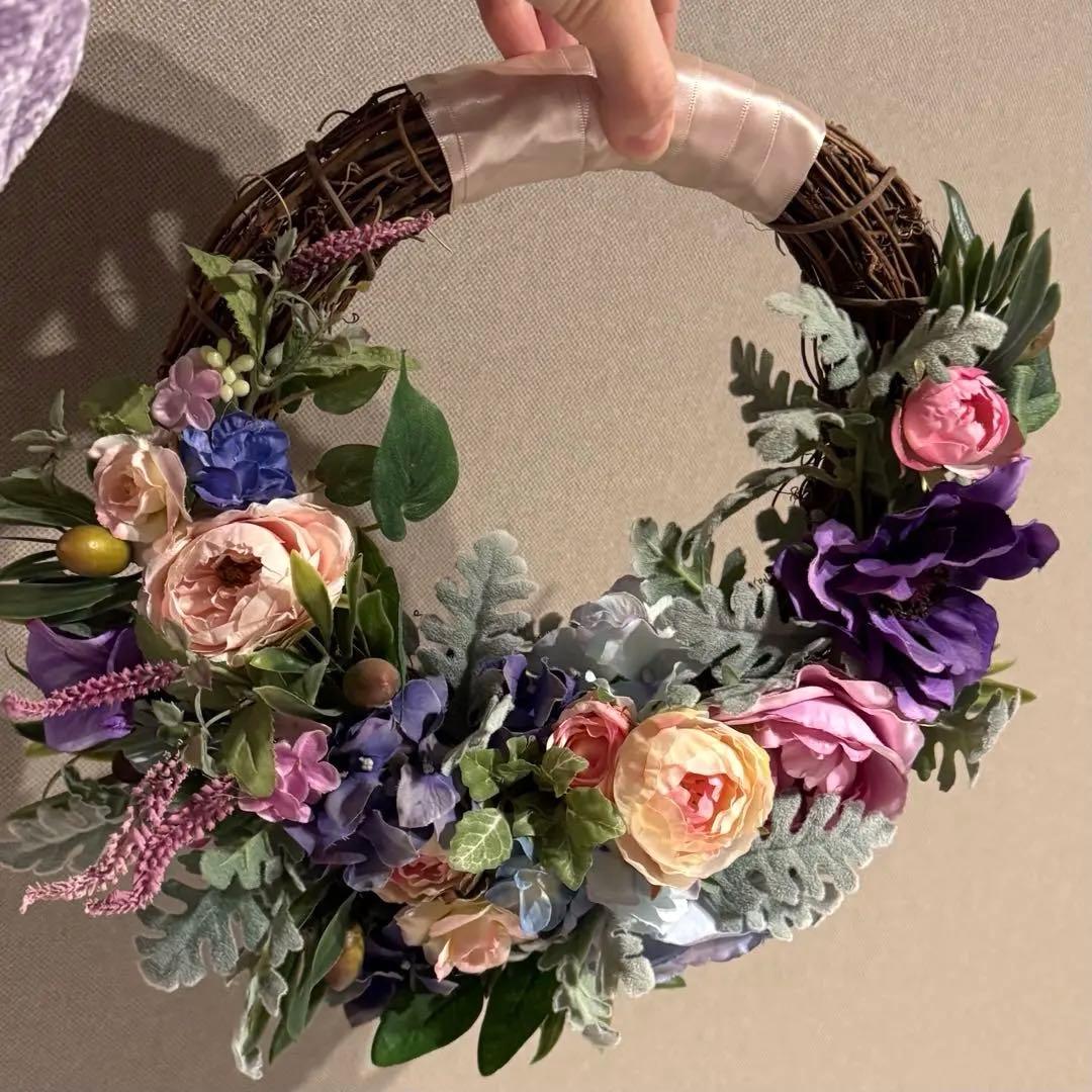 結婚式 リースブーケ ブートニア 紫 ピンク 青 - メルカリ