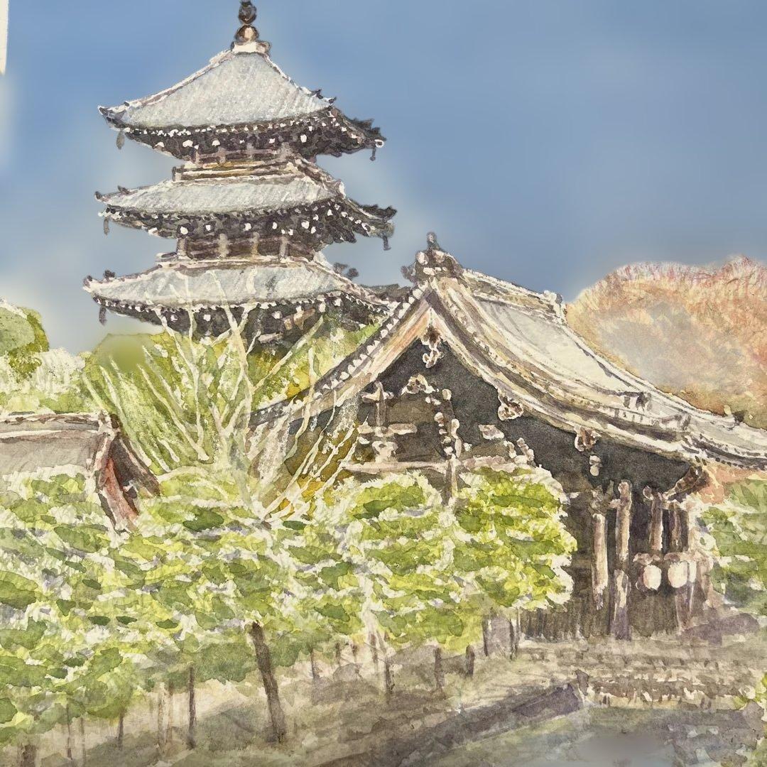 動画投稿中 F4 東寺 手描き水彩画 直筆原画 京都世界遺産 - メルカリ