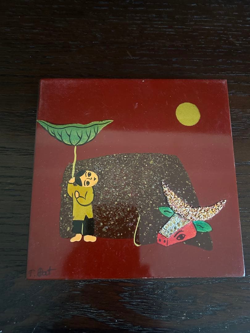 ベトナム伝統工芸「ソン・マイ（Sơn mài）」と呼ばれる漆画（うるしえ） ベトナム雑貨 ソンマイ(漆塗り)の絵(20cm x 30cm) ベトナムの風景の