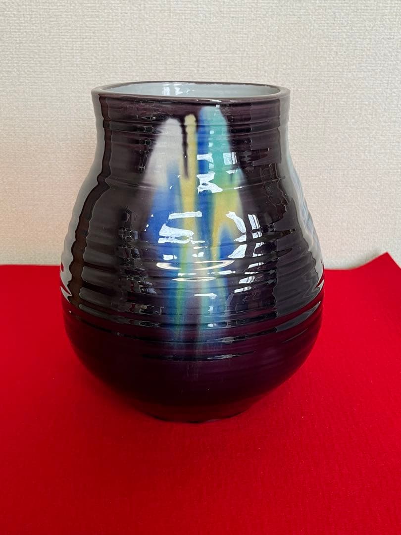 【大型作品】柳雨軒 三代 人間国宝 徳田八十吉  (正彦銘) 花入 管理T182 徳田八十吉（正彦銘）『彩釉壺』 ｜骨董品買取 緑和堂