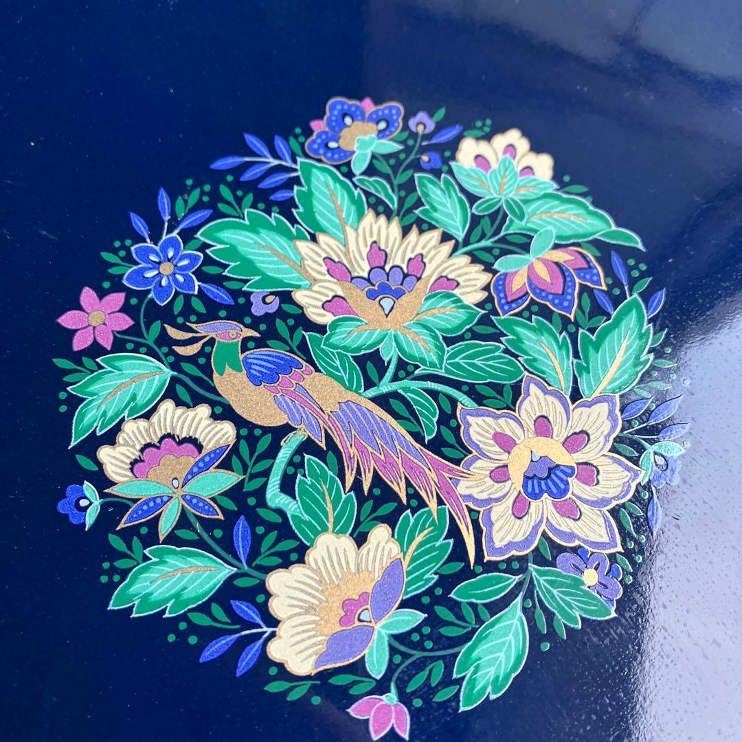 3F 【極美品】大皿 飾皿 紺地 金彩 鳳凰 花鳥図 和モダン 豪華 - メルカリ