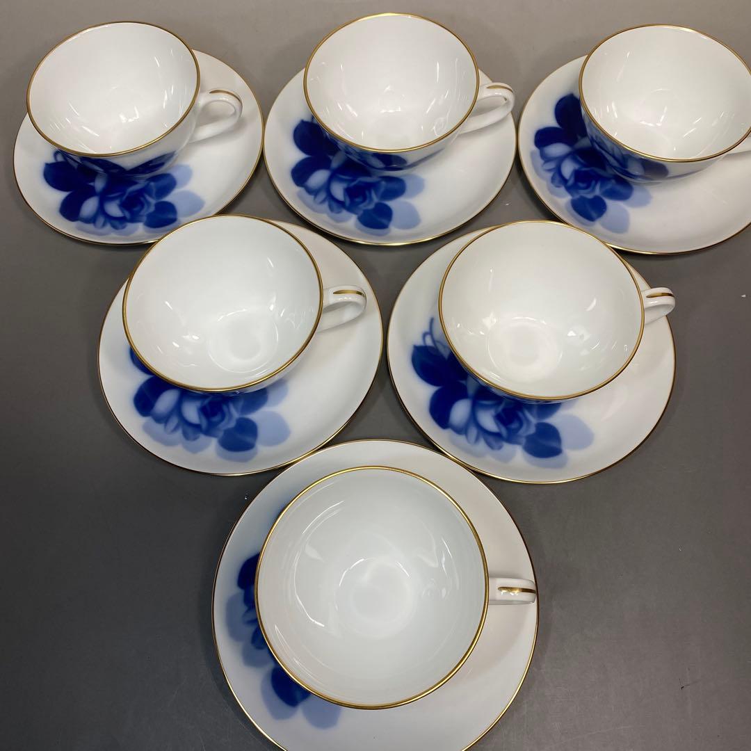 大倉陶園 OKURA カップ＆ソーサー 6客セット ブルーローズ 箱付 未使用