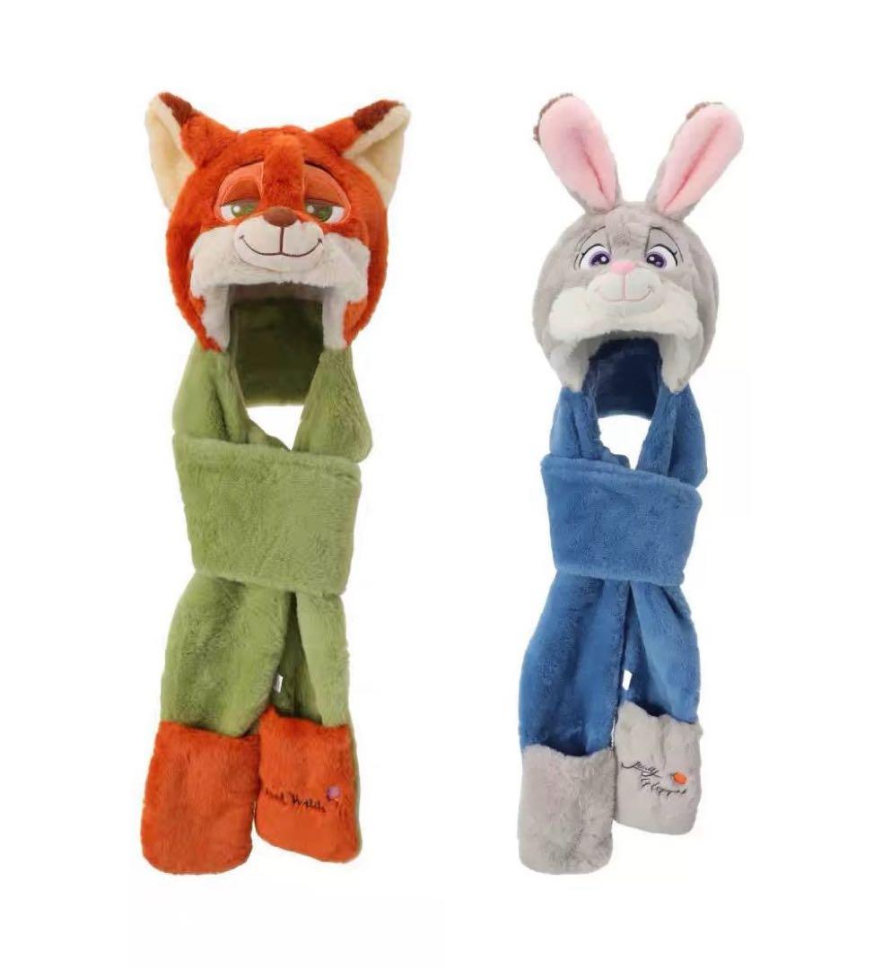 ディズニー ズートピア ジュディ&ニック miniso 帽子マフラー 中国限定