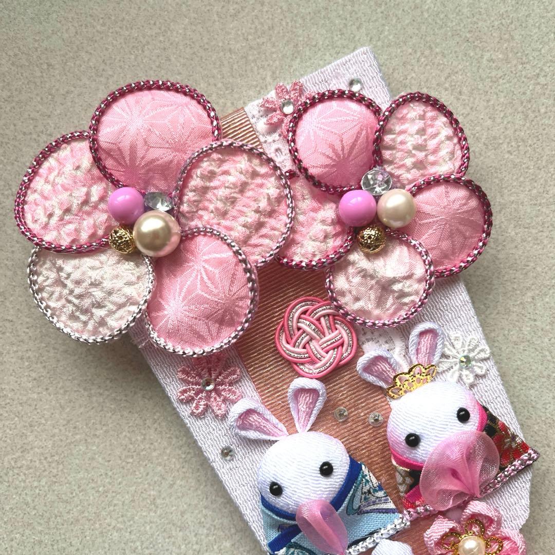 つまみ細工 なかよしうさぎちゃん ひなまつり羽子板 ハンドメイド