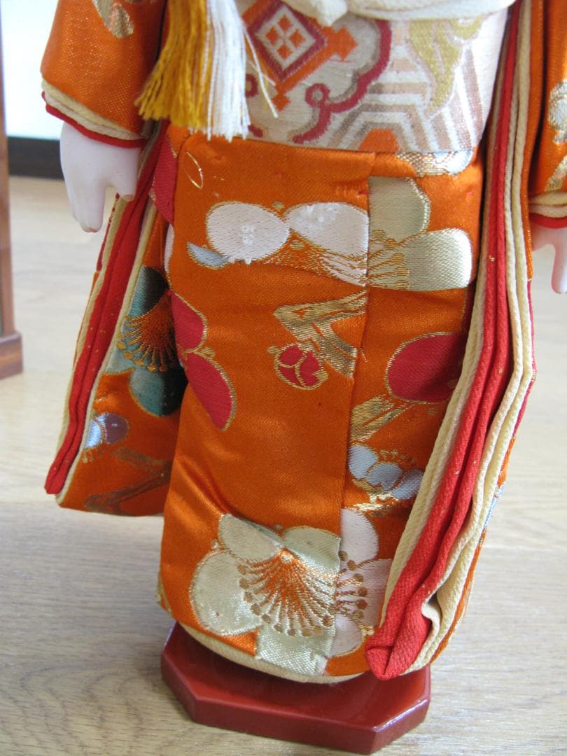 市松人形/日本人形 少女/童女/おかっぱ 髪の毛本物 ケース付 雛人形 古
