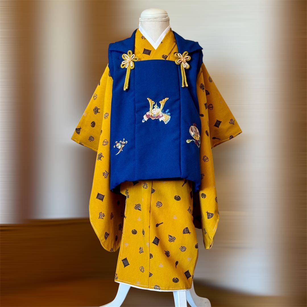 七五三 男の子 被布セット 青×からし色 3歳 フルセット 専用箱 楽天市場】＼クーポンあり／ 【豪華安心8点フルセット】 七五三 男の子