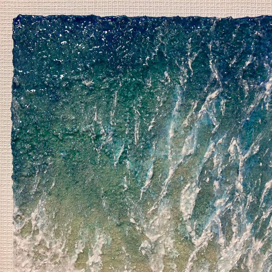 絵画 アクリル画 原画 海 波打ち際 渚 砂浜 テクスチャーアート F3