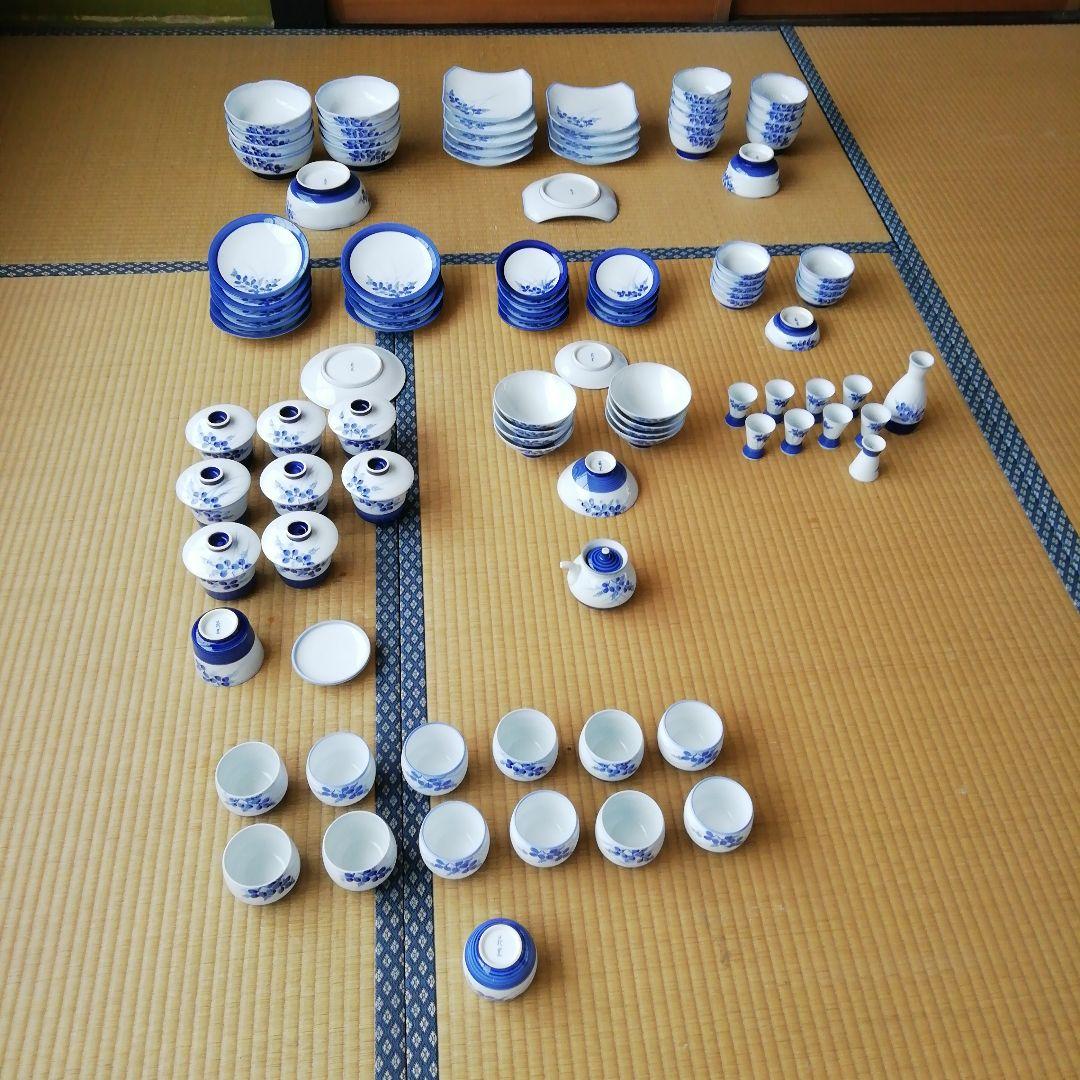 白青花柄陶磁器食器99枚セット 有田焼 絵変り 4寸ボール揃 【ヤマト陶磁器】しん窯 青花 異人柄 染付