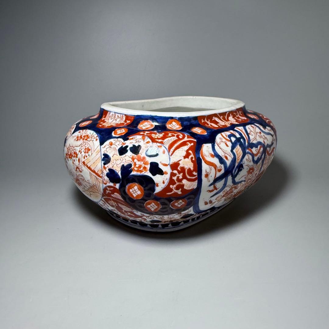 明治時代 染錦鳳凰図変形鉢 珍品 金魚鉢 メダカ 骨董 古美術 オブジェ