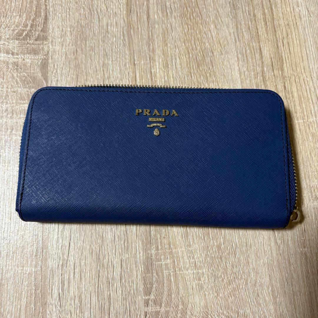 PRADA サフィアーノレザー 長財布 ブルー ジャンク - メルカリ