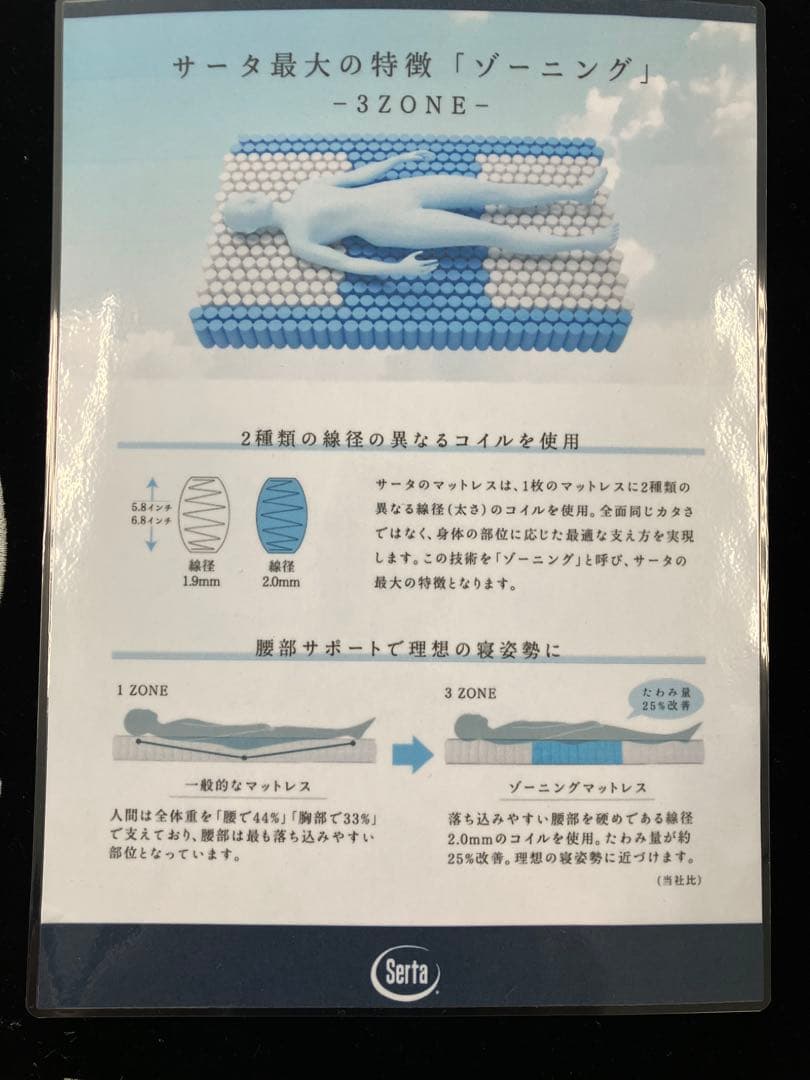 Serta Natural Suite 6.8 シングルマットレス 展示品 - メルカリ