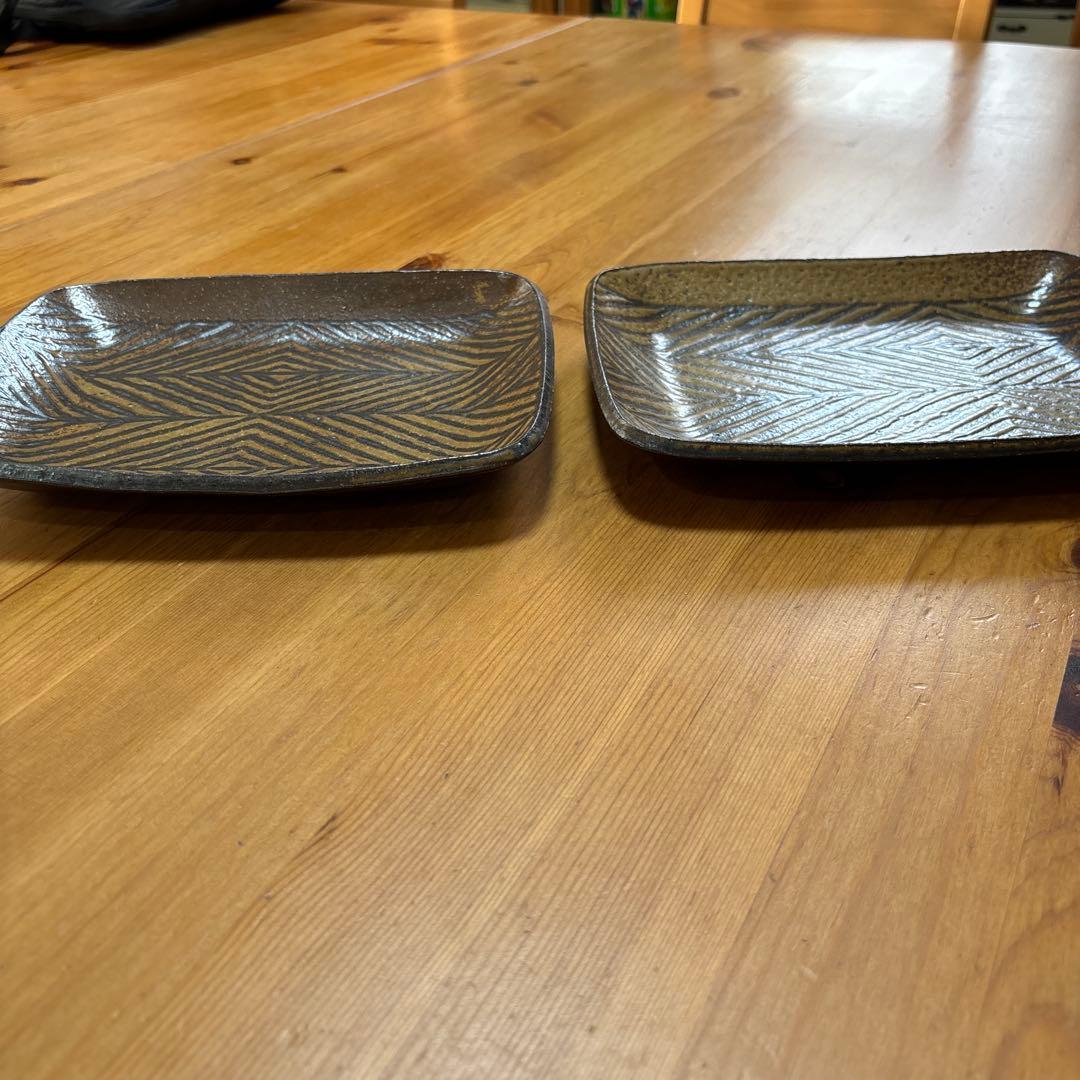 ❤️ウインターセール❤️新品 城進 ⭐︎鉄絵 陶器 長方形 中皿 2枚