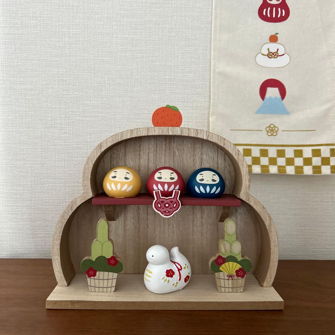 新品】お正月インテリア⭐︎木製鏡餅ラック だるまヘビ 門松 正月飾り
