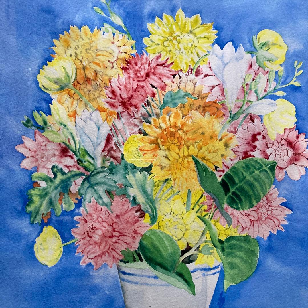 マイテ デルテイユ￼「スペインの花瓶」有名フランス人画家額56×47絵37