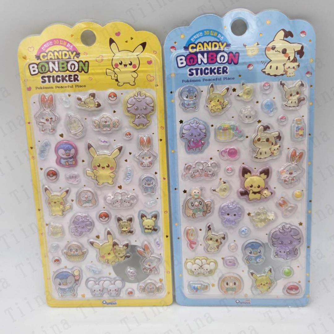 40枚 正規品 ポケモン 硬い 3d シール 韓国限定 ピカチュウ ピチュー