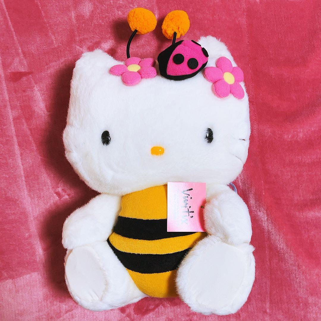 希少レア　ハローキティ　ぬいぐるみ　ハチ　1998年製　vivitex サンリオ 激レア】ハローキティ Vivitix ぬいぐるみ☆ヴィテージ キティはち