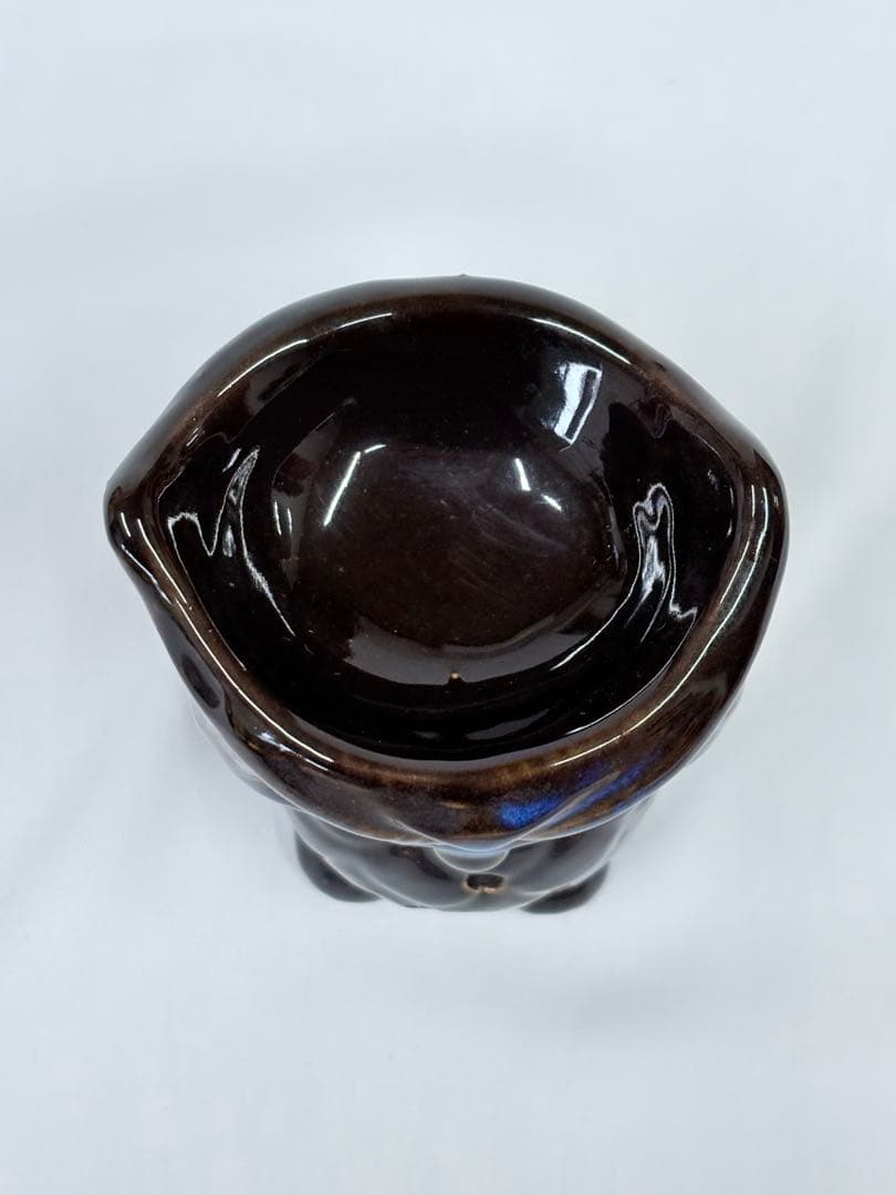 アロマオイルバーナー フクロウ 香炉 アロマポット 黒と青 開運 梟