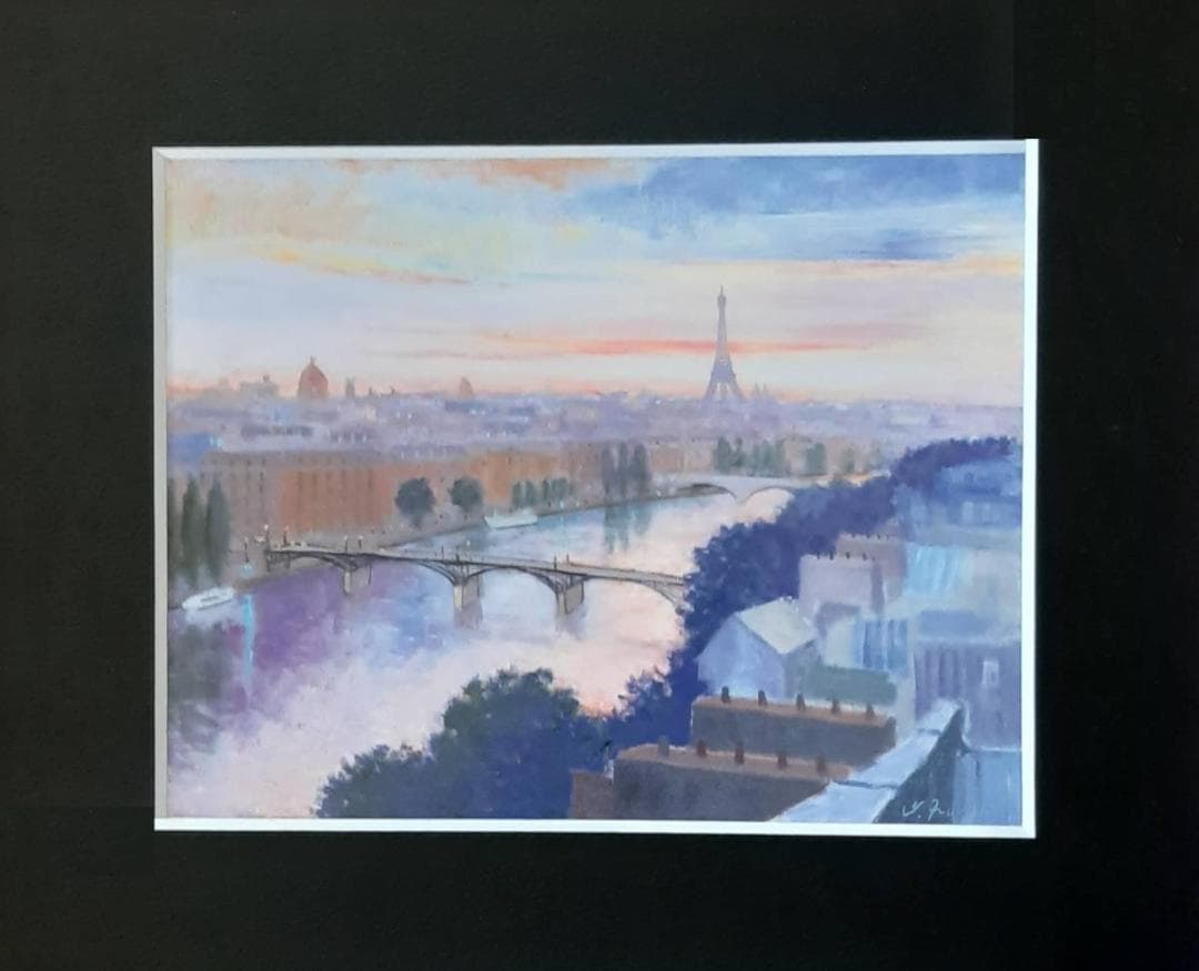 藤祥州、「黄昏のパリ」、希少画集の額装画、四季、風景、人気作品 ライトアップ木島櫻谷 ― 四季連作大屛風と沁みる生写し | レポート