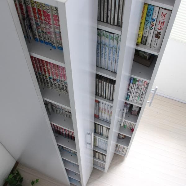 《新品・送料無料》本棚 3連 スリムラック ハイタイプ ブックシェルフ ホワイト