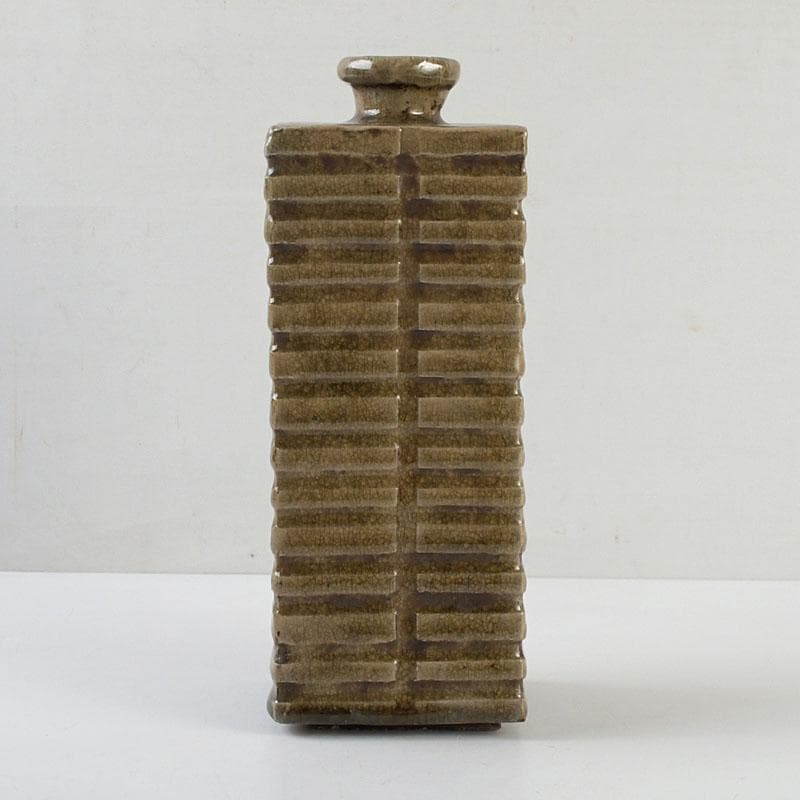 備前焼 古備前 虫明窯 青磁算木形花入 花瓶 共箱 C 9383 - メルカリ