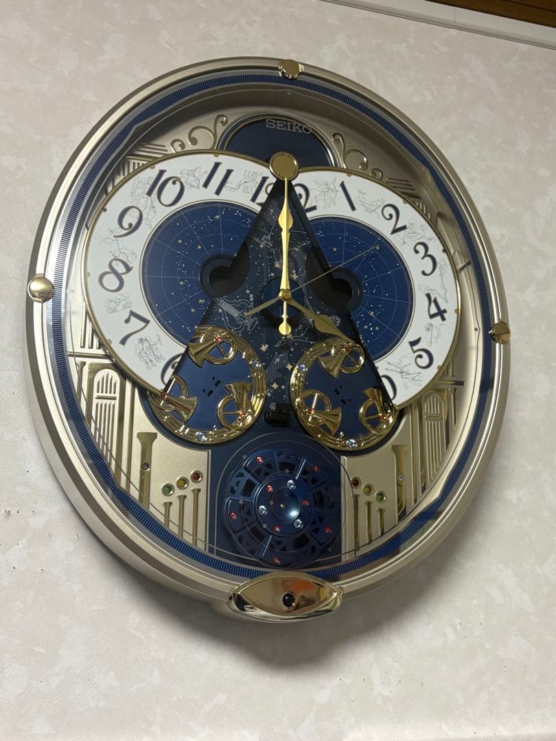 SEIKO オーバル型掛時計 青金装飾 からくり時計