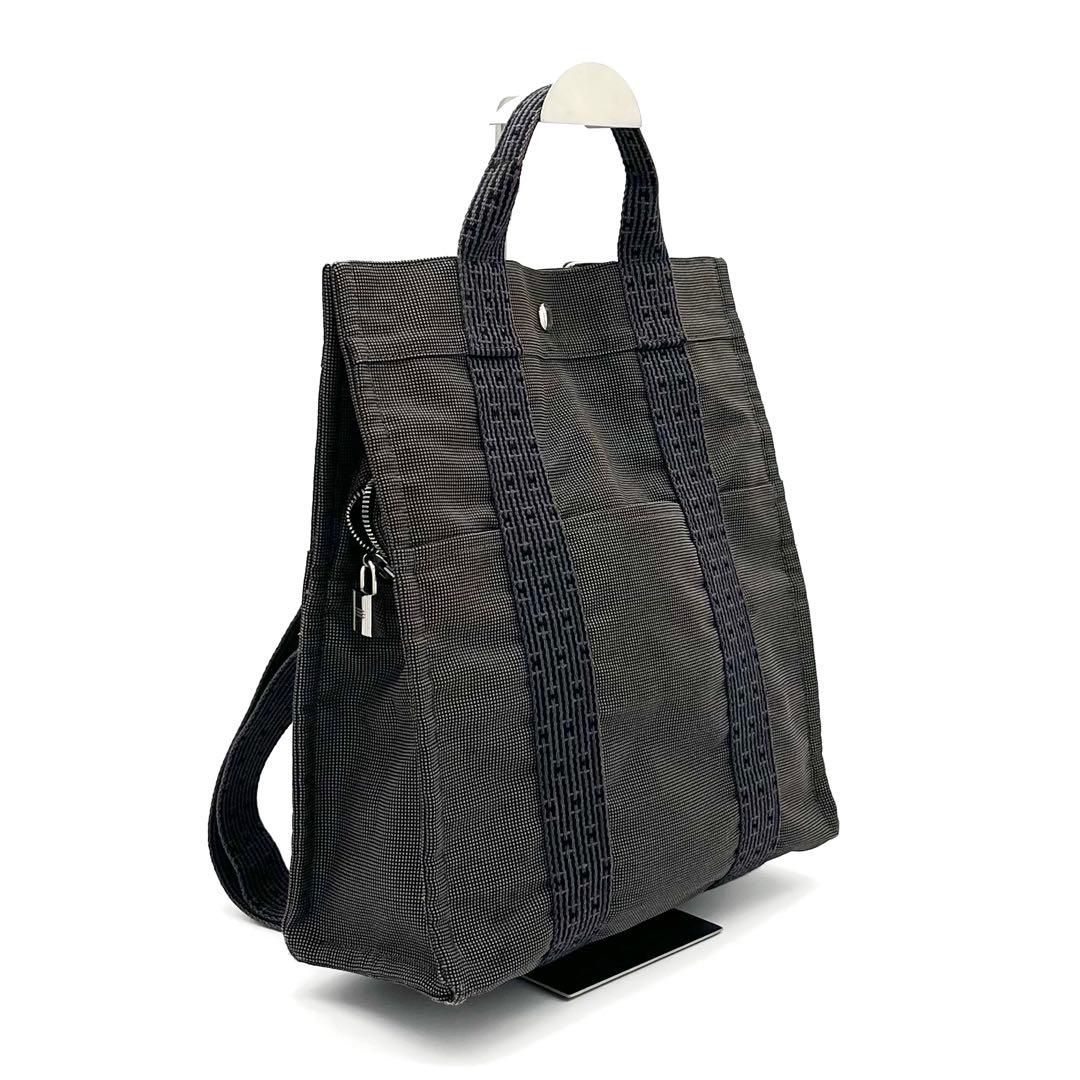 HERMES エルメス エールラインアドMM リュックサック カデナ付 グレー