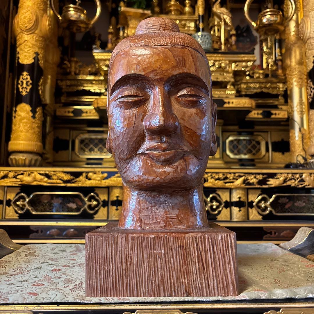 木彫仏頭 仏教美術 浄化 瞑想像 開運 幸福祈願 アート 一点物 - メルカリ