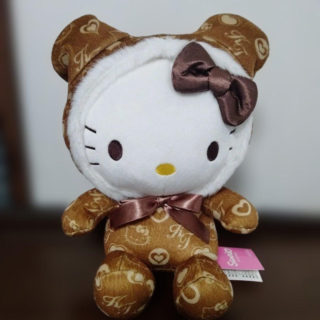 限定】サンリオ ハローキティ モノグラムぬいぐるみ（ブラウン）キティ