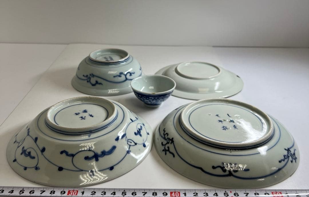 古伊万里 染付上手中皿5枚 東Y8-0106①タカチ J1568461739