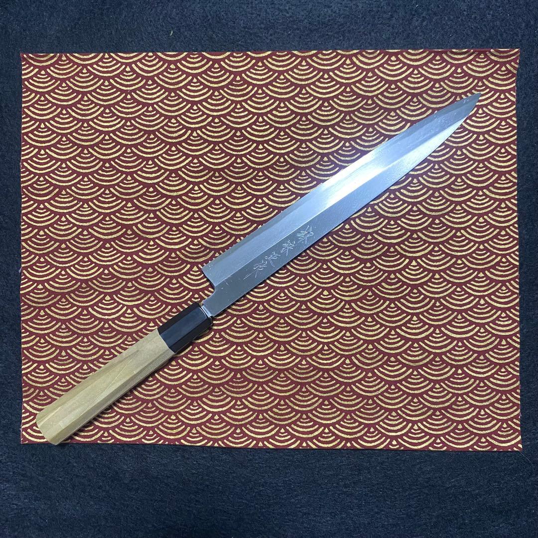 左 堺味正作 本霞 白鋼 柳刃 8寸 240mm 水牛八角柄 - メルカリ