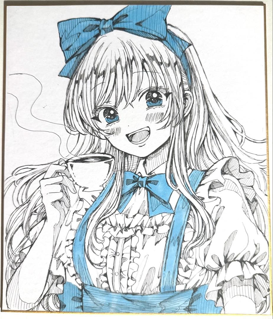オリジナル 手描き アナログ モノクロ イラスト 不思議の国のアリス
