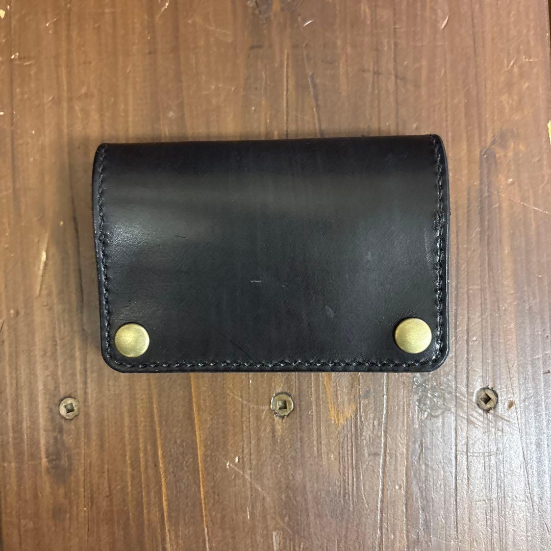 ショートトラッカーウォレット本革丘染めブラック茶芯 Trucker Wallet