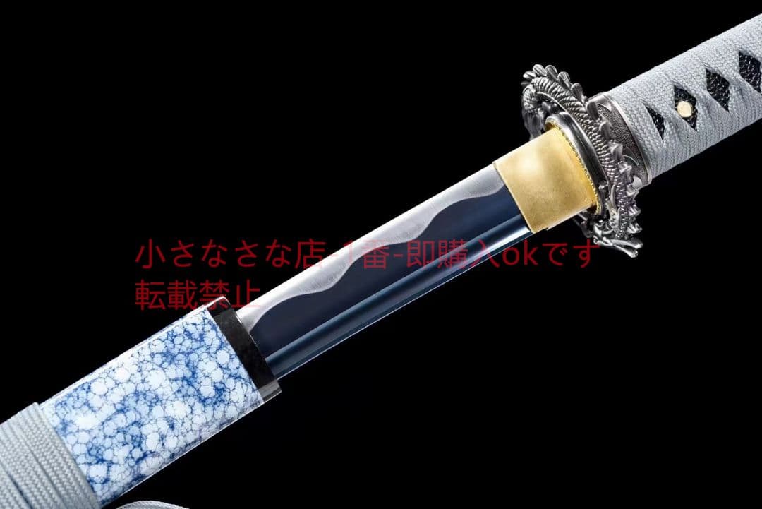 中炭素鋼焼藍武士刀【鉄竜打刀】 古兵器 武具 刀装具 日本