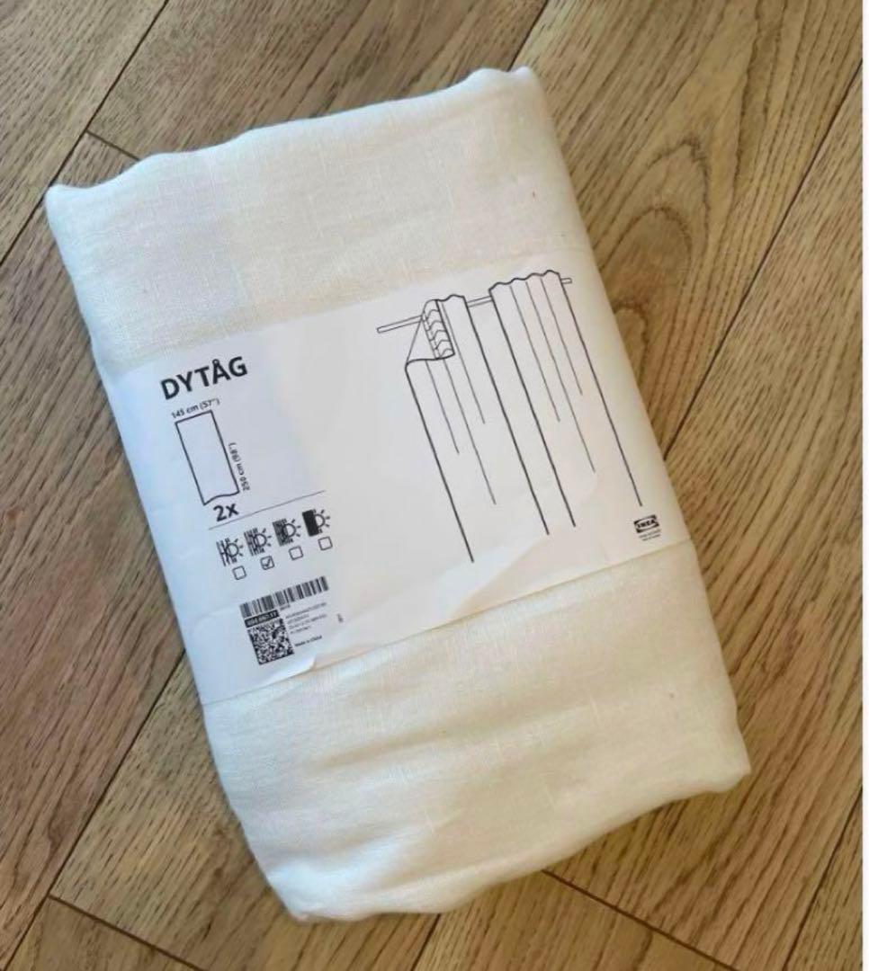 DYTÅG カーテン2枚セット ➕RIKTIG1ケースのセット DYTÅG ディトーグ 遮像・採光カーテン 1組, ホワイト/ヘディングテープ