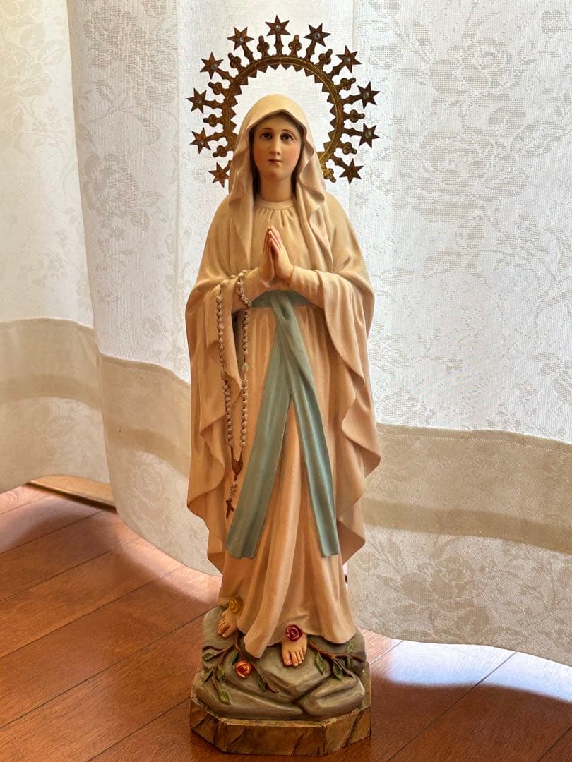 超超希少極美45cm】✞ ルルドの聖母マリア像 宗教彫刻 アンティーク