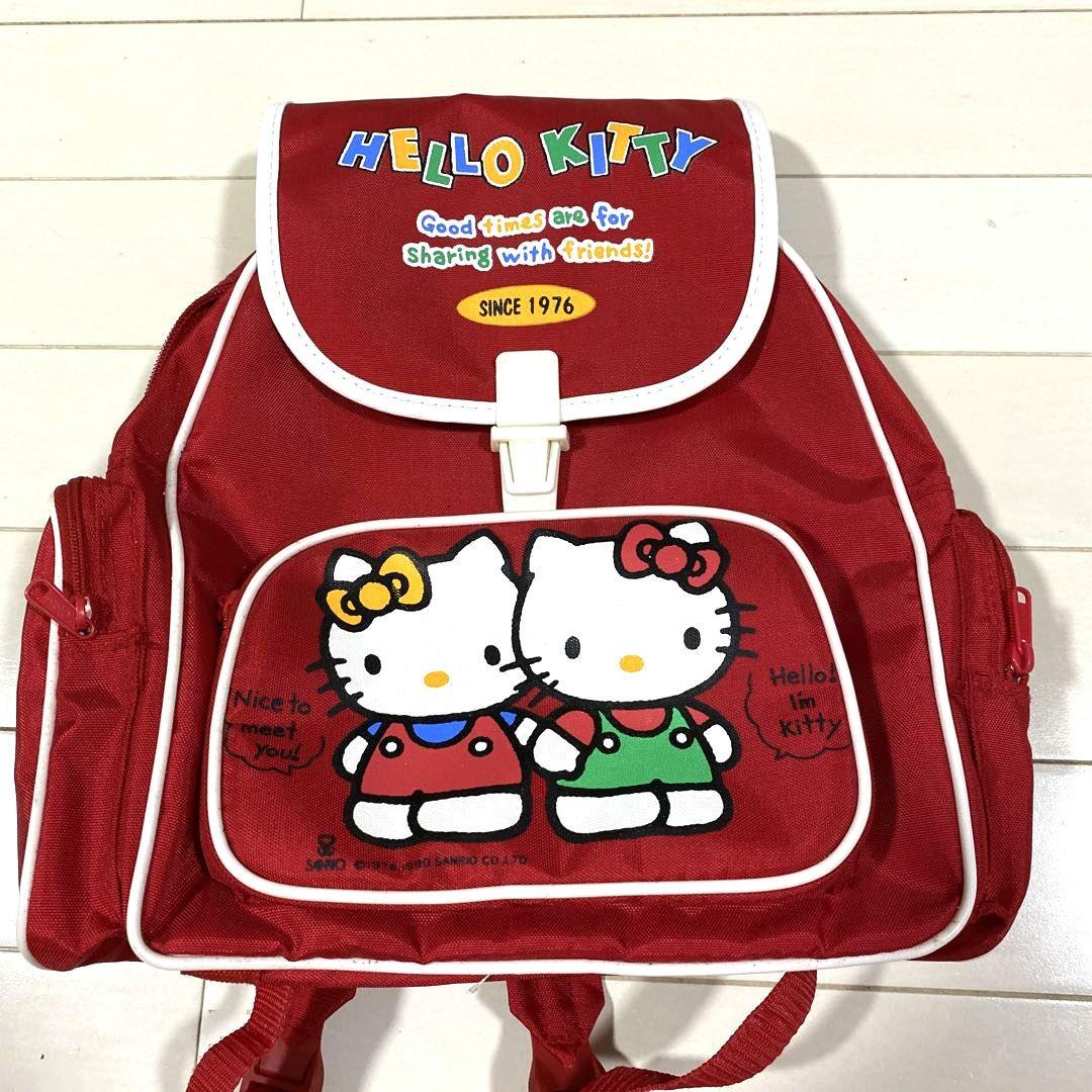 訳あり 当時物 レトロ ハローキティ リュック 赤 1990年 レア m9