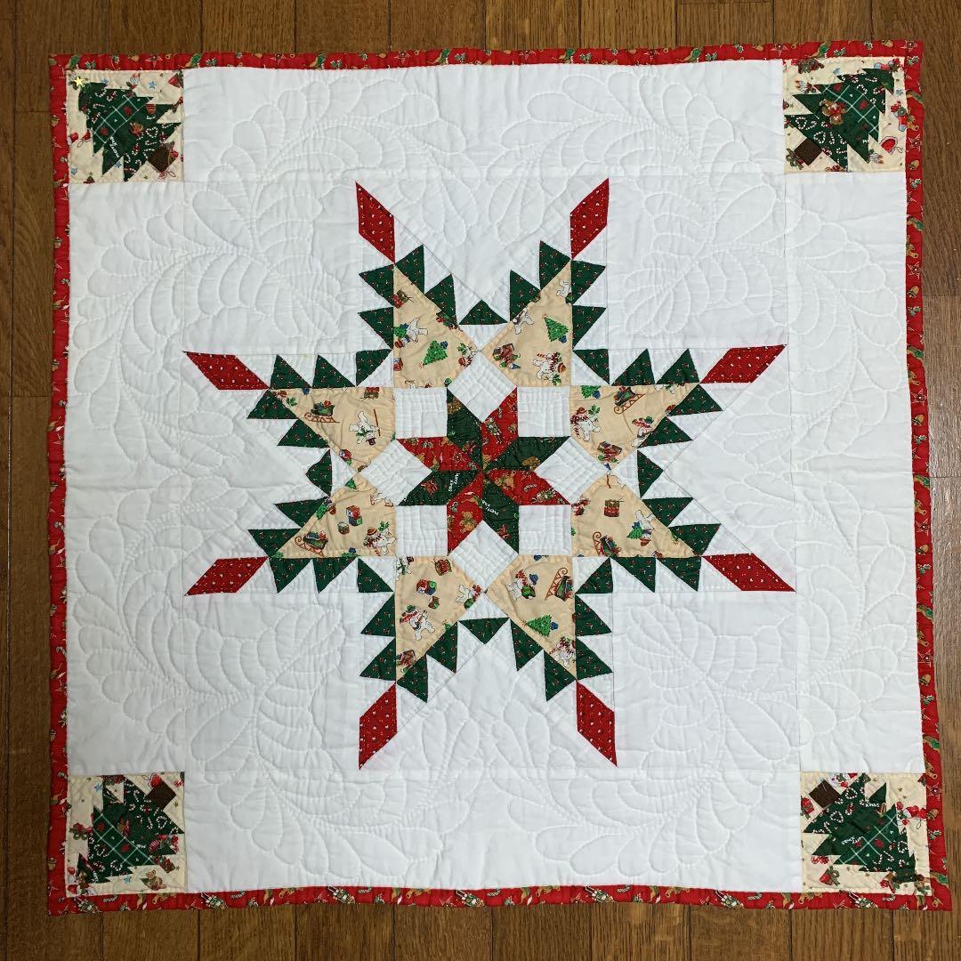 パッチワーク クリスマス フェザースターのタペストリー ハンドメイド