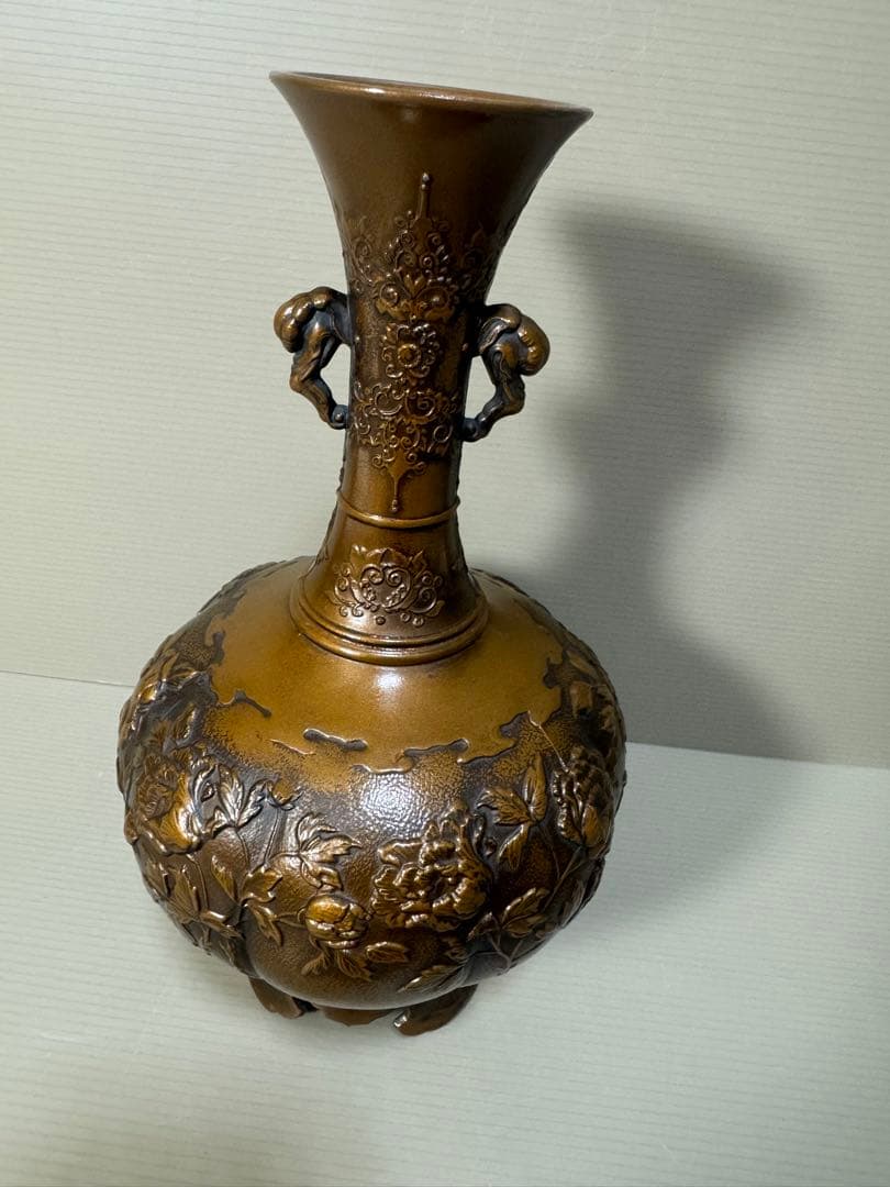 2307 高岡銅器☆ 金工作家 村田宏 双耳花瓶