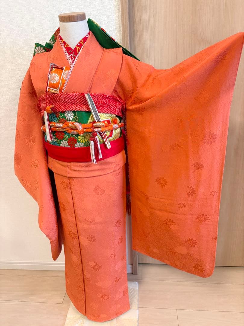 七五三 7歳 祝い着 フルセット 正絹 無地 地紋 レトロ M2505271 - メルカリ