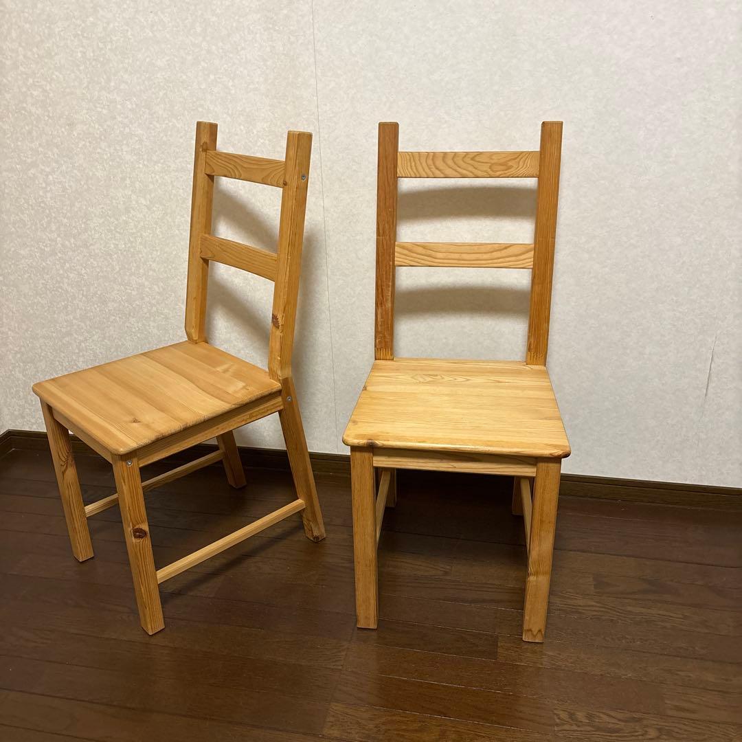 良品】IKEA ヨックモック ダイニングチェア 2脚セット パイン材