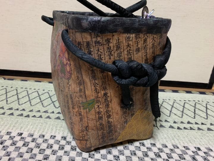 一閑張り 一閑張りバック 歌川国芳 鼠よけの猫 猫 少し大きめ 一閑張り