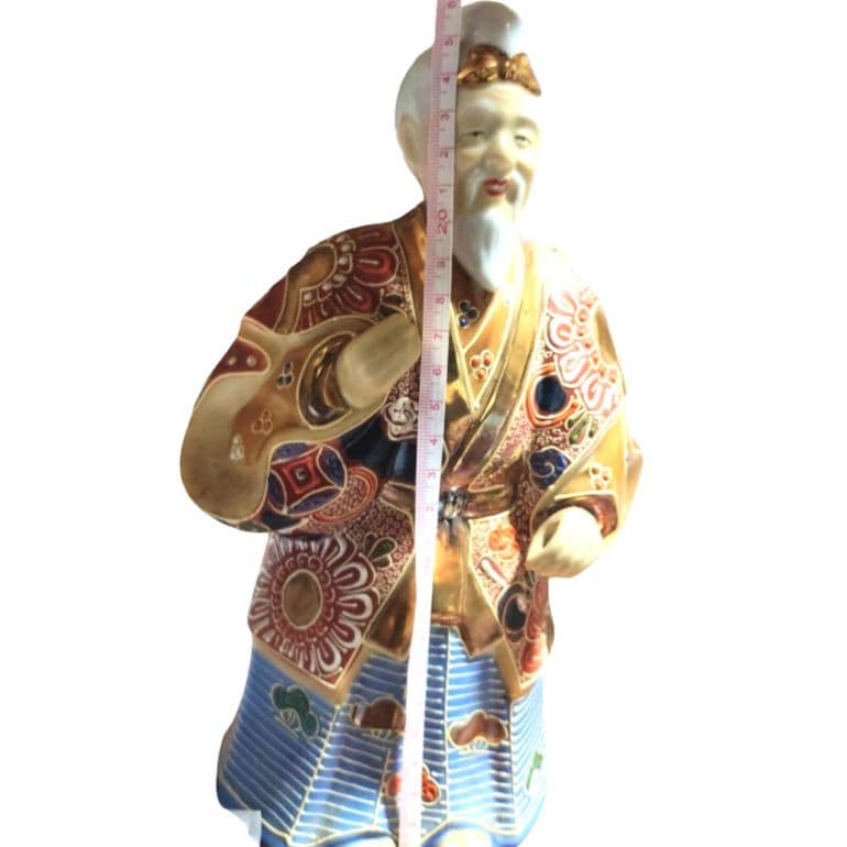 特大26cm】九谷焼 高砂人形 一対 菊仙銘 色絵金彩 夫婦円満 長寿