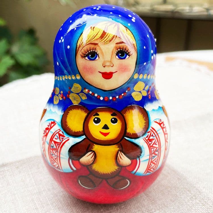 新品　ロシア　サンクトペテルブルグ産　マトリョーシカ 起き上がりこぼし 専用】ロシア雑貨☆起き上がりこぼし♪ネコ オリガ・ザバイキナ作