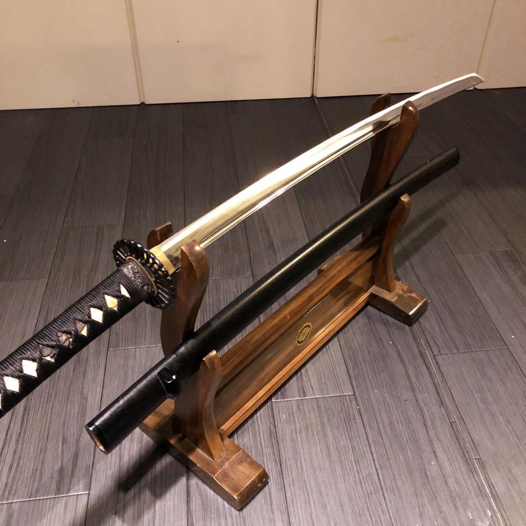 専用 本格模造刀 居合刀 樋入り刀身 黒拵え 亜合金刀身